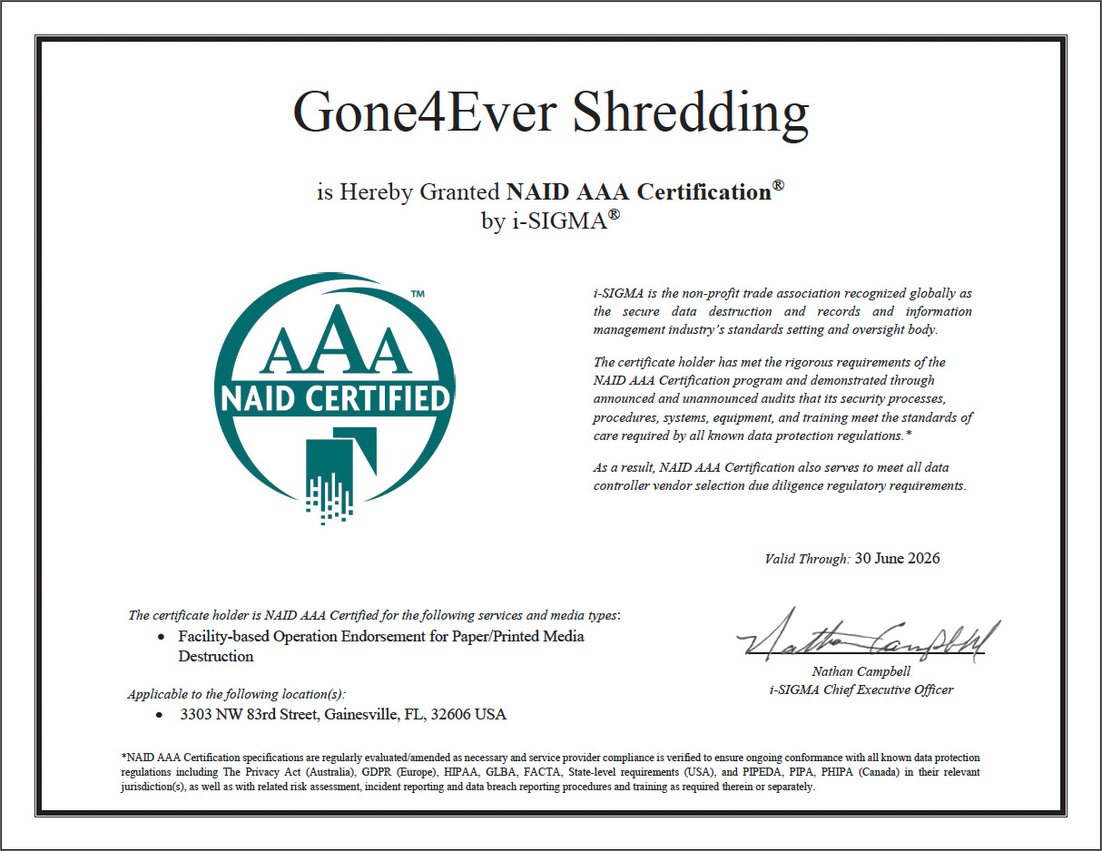 NAID Certifiation